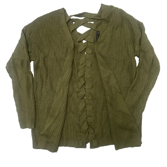 Olive Green Long Cardigan Granola Goblin Grunge Whimsigoth Baggy Boho Cozy IX - Picture 1 of 3